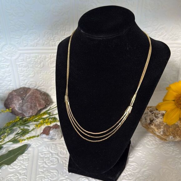 Vintage Gold Tone Multi Strand Layered Chain Necklace 18” - Picture 6 of 14